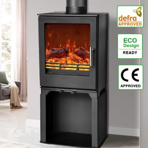 5KW Multifuel Woodburning Stove High Fireplace with Base