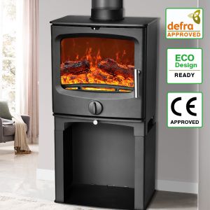 5KW Contemporary Multifuel Woodburning Stove Fireplace with Base