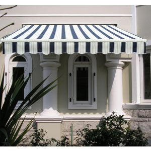 2x1.5m Manual Awning Sun Shade Shelter Retractable Blue-White