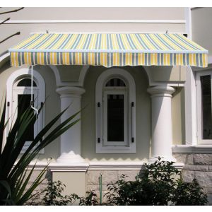 2x1.5m Manual Awning Sun Shade Shelter Retractable Yellow-Stripe