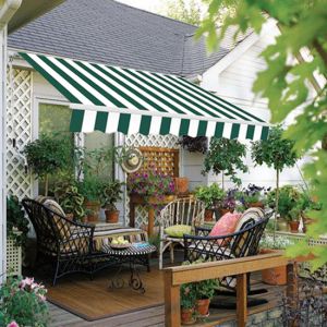 2.5x2m Manual Awning Sun Shade Shelter Retractable Green-White