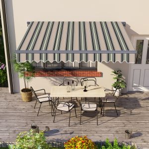 Grey Frame 2.5x2m Manual Awning Retractable Multi-Stripe