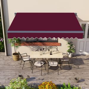 Grey Frame 2.5x2m Manual Awning Retractable Wine Red