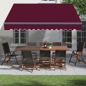 Grey Frame 3x2.5m Manual Awning Retractable Wine Red