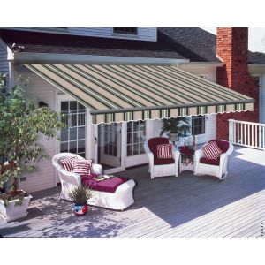 Grey Frame 4x3m Manual Awning Retractable Multi-Stripe