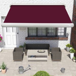 Full Cassette Electric Awning Retractable 3.5x2.5M Wine Red