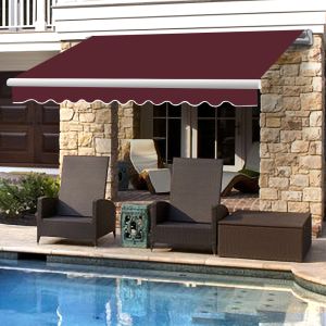 3x2.5M Manual Retractable Awning Angle Adjustable Wine Red