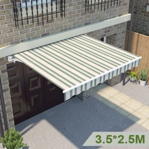 3.5x2.5M Manual Retractable Awning Angle Adjustable Multi-stripe