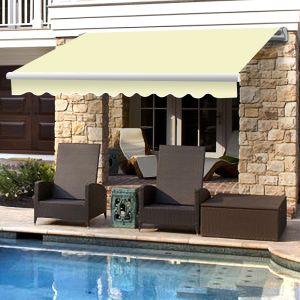 4.5x3M Manual Retractable Awning Angle Adjustable Cream