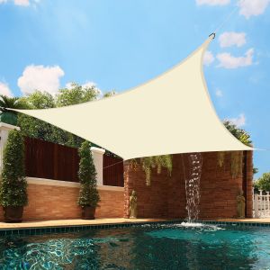 3x3M Square Polyester UV Block Sun Shade Sail Cream