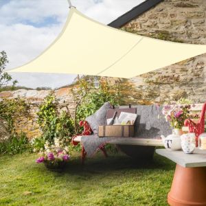 3x4M Rectangle Polyester UV Block Sun Shade Sail Cream