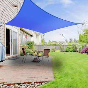 5x5M Square Polyester UV Block Sun Shade Sail Blue