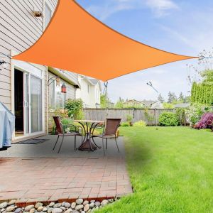 5x5M Square Polyester UV Block Sun Shade Sail Orange