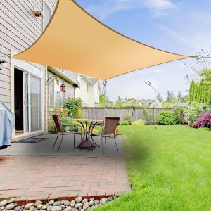 5x5M Square Polyester UV Block Sun Shade Sail Sand 