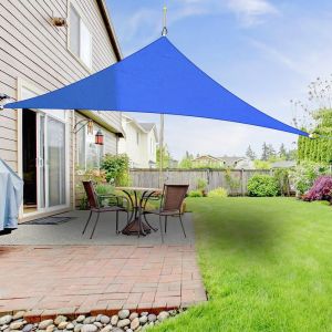 5x5x5M Triangle Polyester UV Block Sun Shade Sail Blue