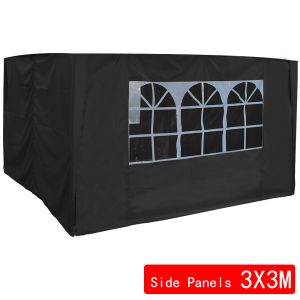 4 Side Curtains Replacement Only For 3x3m pop up gazebo Black