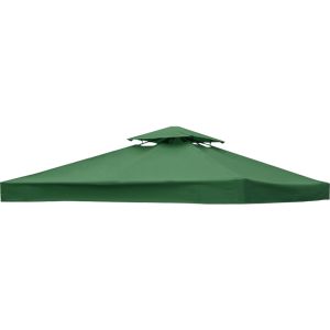 2-Tier Replacement Top Fabric for 3x3m Gazebo Pavilion Roof Canopy Green