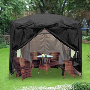 2x2m Black Pop Up Gazebo With 4 Sidewalls and Carrying Bag