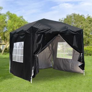 2.5x2.5m Black Pop Up Gazebo With 4 Sidewalls and Carrying Bag