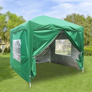 2.5x2.5m Green Pop Up Gazebo With 4 Sidewalls and Carrying Bag