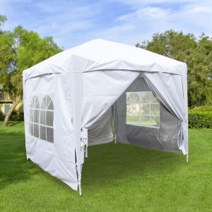 2.5x2.5m White Pop Up Gazebo With 4 Sidewalls and Carrying Bag