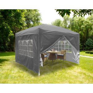 3x3m Anthracite Pop Up Gazebo With 4 Sidewalls and Carrying Bag