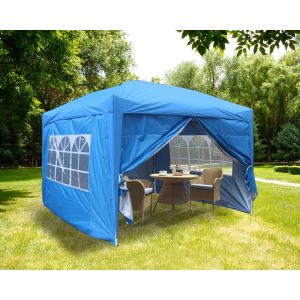 3x3m Blue Pop Up Gazebo With 4 Sidewalls and Carrying Bag