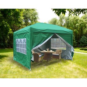 3x3m Green Pop Up Gazebo With 4 Sidewalls and Carrying Bag