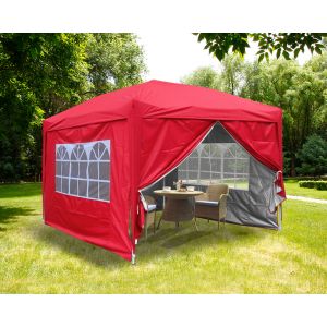 3x3m Red Pop Up Gazebo With 4 Sidewalls and Carrying Bag