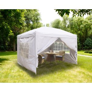 3x3m White Pop Up Gazebo With 4 Sidewalls and Carrying Bag