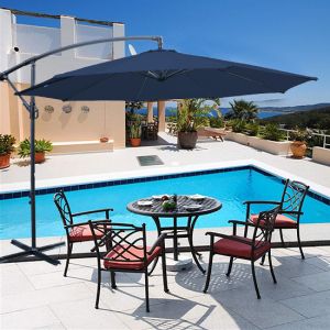 3m Blue Banana Parasol Crank Hanging Rattan Cantilever