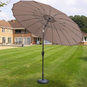 2.7m Brown Fiberglass Rib Parasol Round Aluminum with Crank Tilt Mechanism