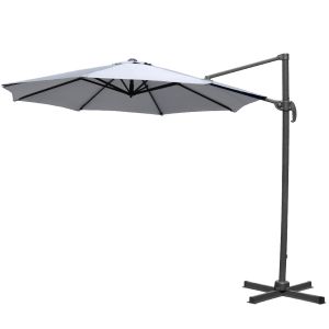 3m Grey Patio Parasol Roman Rotation Shelter Crank Hanging Rattan Cantilever