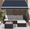 3.5x2.5m Manual Awning Sun Shade Shelter Retractable Blue