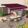 Grey Frame 2x1.5m Manual Awning Retractable Wine Red