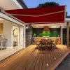 Full Cassette Electric Awning Retractable With LED Light Kit 4.5x3M Wine Red