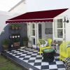 4x3M Manual Retractable Awning Angle Adjustable Wine Red