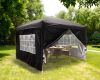 3x3m Black Pop Up Gazebo With 4 Sidewalls and Carrying Bag