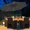 Solar LED Lights Banana Parasol 3m Black Crank Hanging Rattan Cantilever