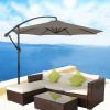 3m Brown Banana Parasol Crank Hanging Rattan Cantilever