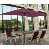 2x3m Wine Rectangle Parasol Aluminium Crank Tilt Mechanism