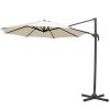 3m Cream Patio Parasol Roman Rotation Shelter Crank Hanging Rattan Cantilever