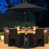 2.5m Black Round LED Lights Parasol Crank and Tilt