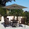 2.5m Brown Round Parasol Aluminium Crank Tilt Mechanism