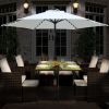 2.5m Cream Round LED Lights Parasol Crank and Tilt