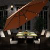 2.5m Coffee Round LED Lights Parasol Crank and Tilt