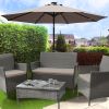 2.7M Parasol with Solar LED Lights and Crank Tilt Mechanism Patio Taupe